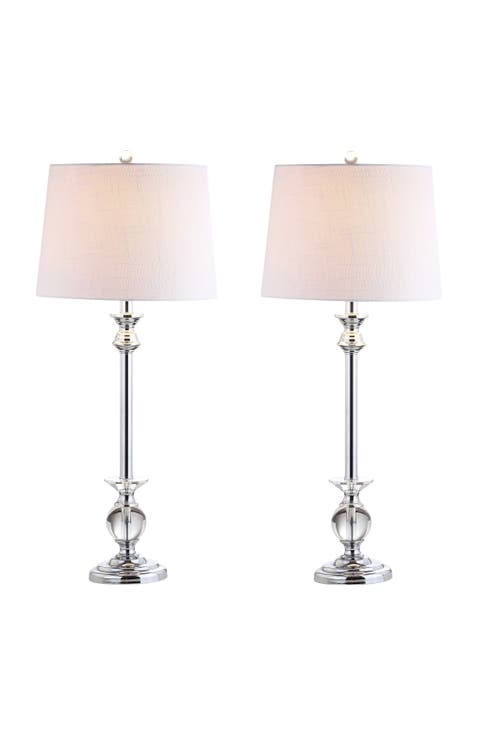 Elizabeth 33" Crystal/Metal LED Table Lamp, Clear/Chrome (Set of 2)