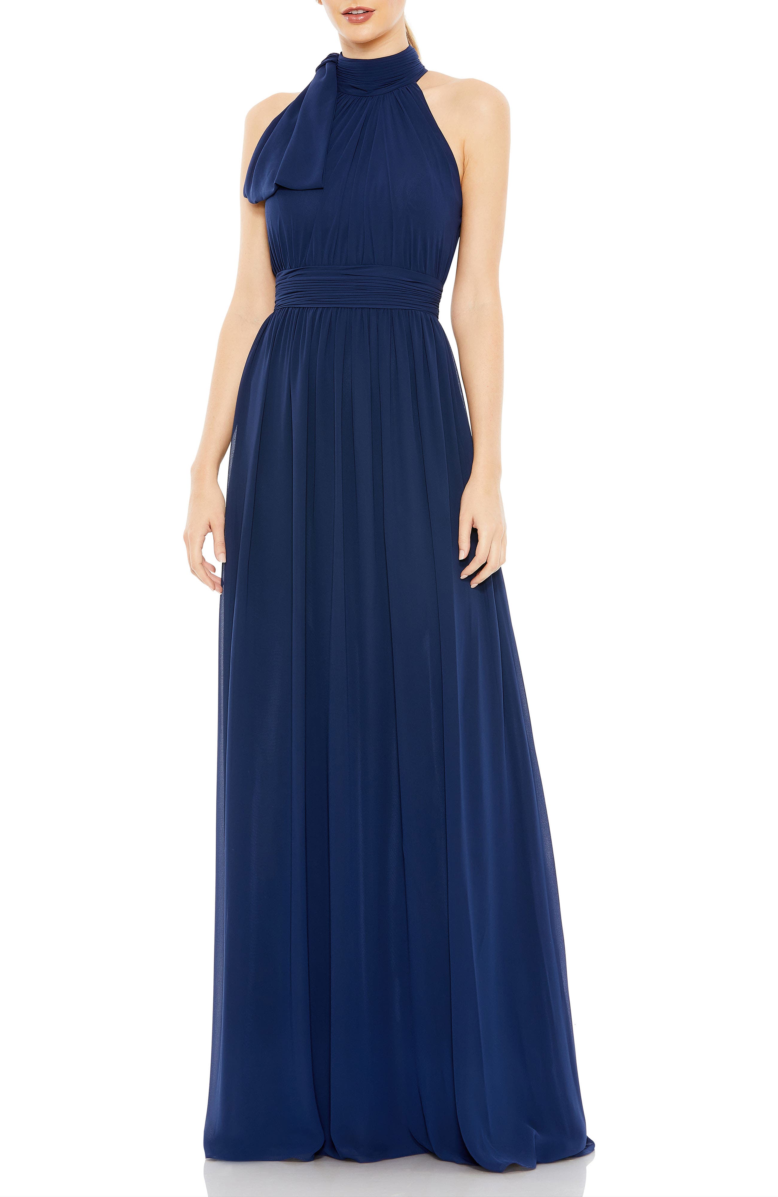 A Line Chiffon Halter Neck Evening Gown - image 3