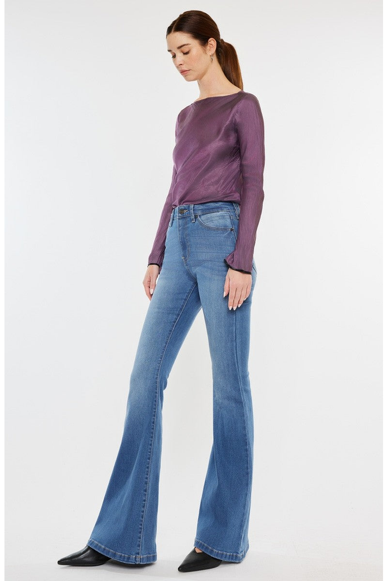 Roel High Rise Super Flare Stretch Jeans, Alternate, color, Medium Wash
