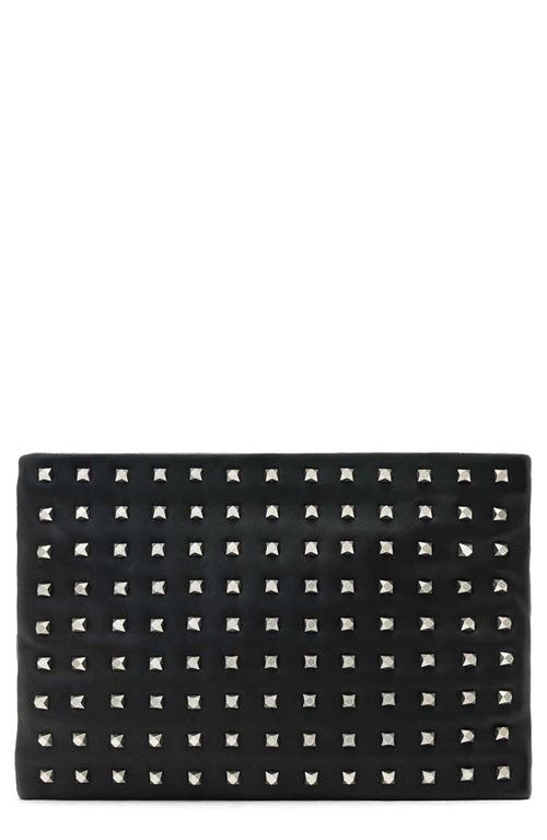 Allsaints Bettina Embellished Leather Clutch In Black