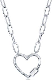 SIMONA Sterling Silver Heart Carabiner Paperclip Necklace