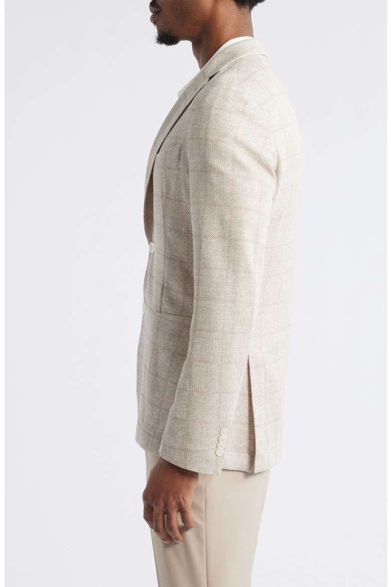Hanry Slim Fit Windowpane Check Linen & Cotton Blend Knit Sport Coat, Alternate, color, OPEN WHITE