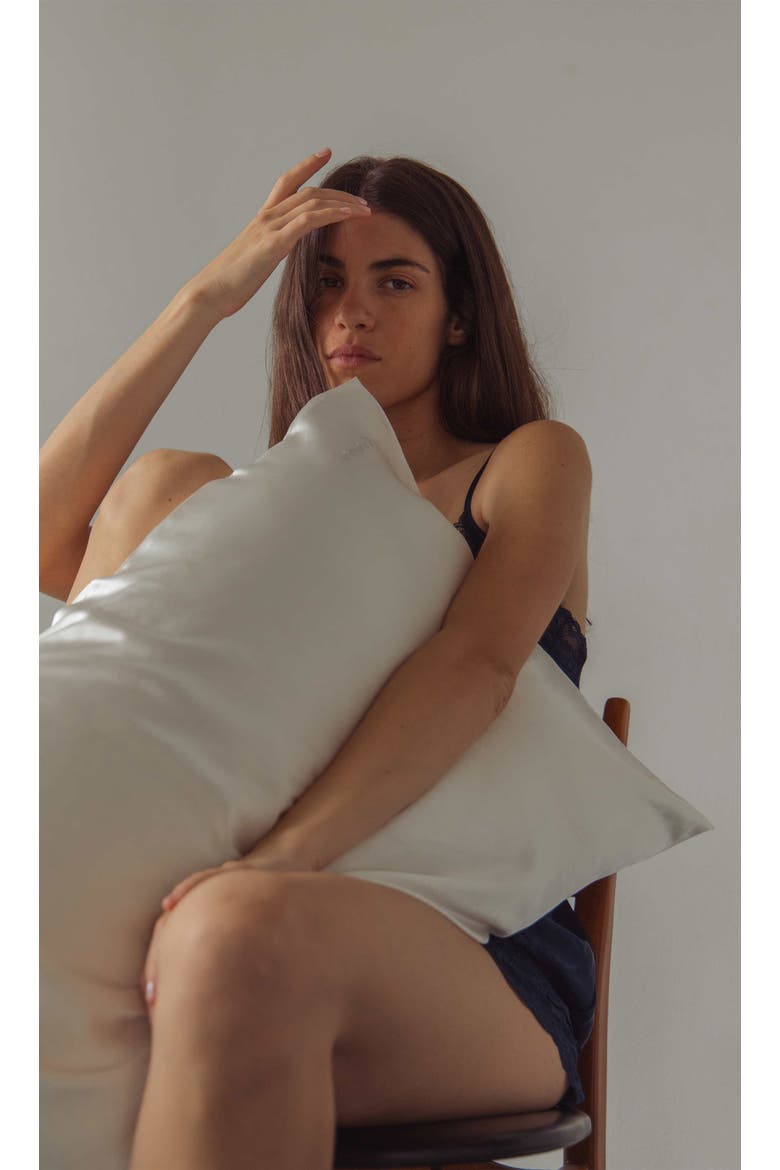 King Silk Pillowcase, Alternate, color, Akoya Pearl