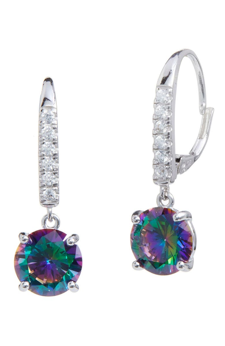 SAVVY CIE JEWELS Mystic Topaz & Cubic Zirconia Drop Earrings, Main, color, Multi