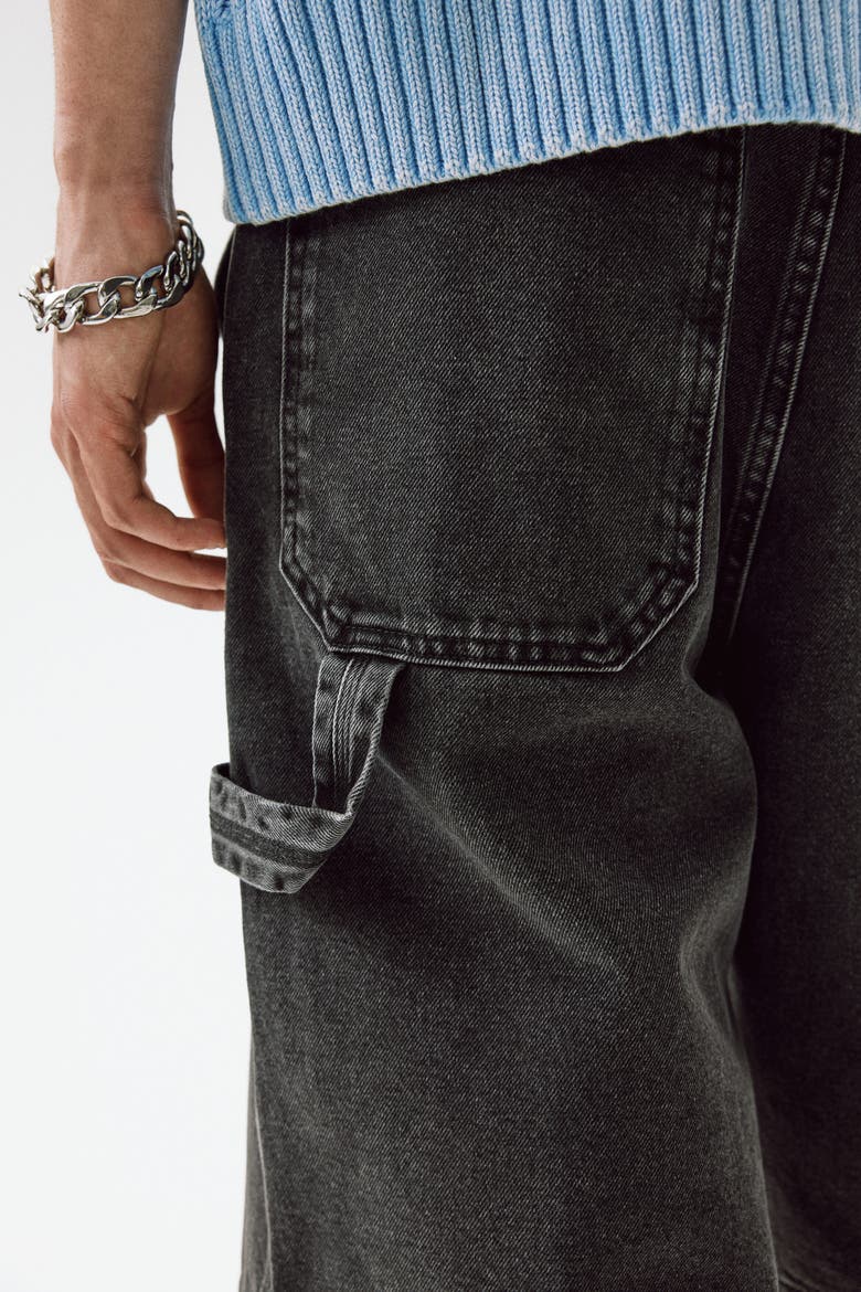 Oversized Carpenter Shorts, Alternate, color, Denim black
