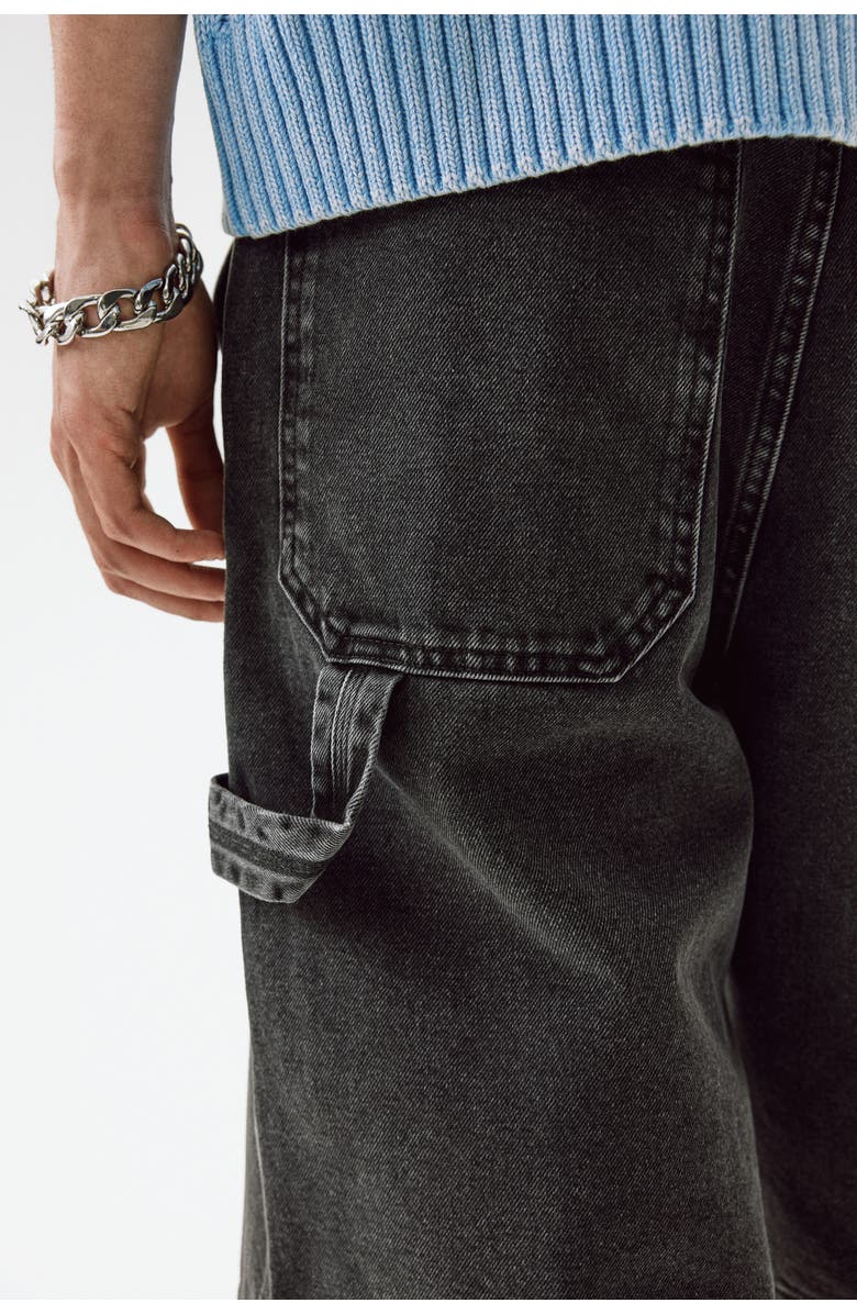H&M Oversized Fit Carpenter Shorts, Alternate, color, Denim Black