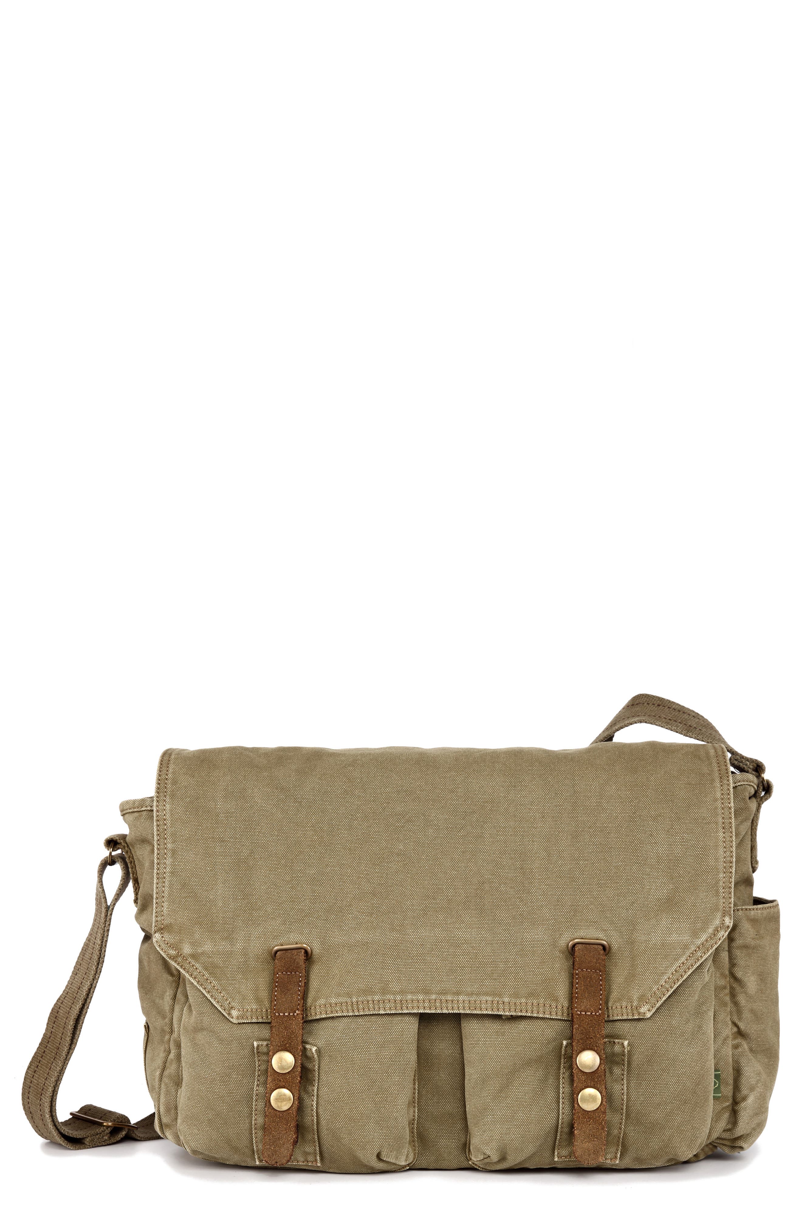 THE SAME DIRECTION Coastal Canvas Messenger Bag, Main, color, 