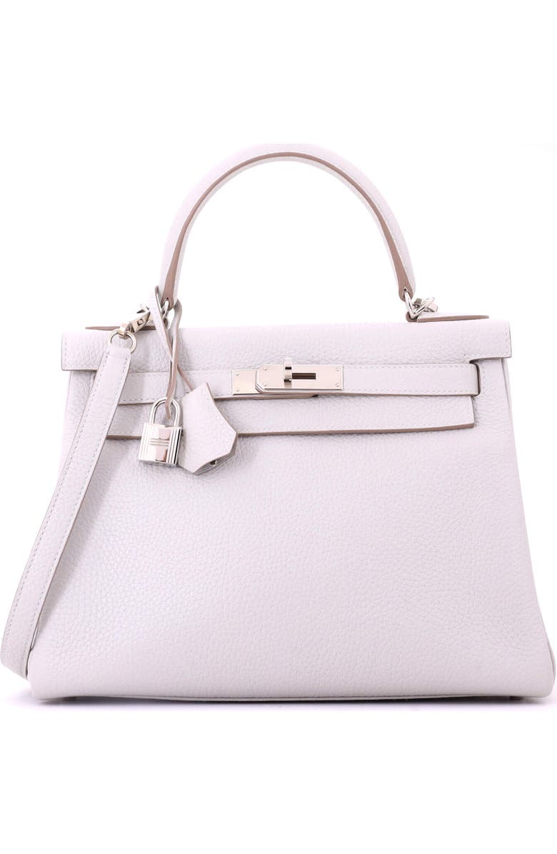 Pre-Owned Hermes Kelly Handbag Grey Clemence with Palladium Hardware 28, Main, color, Gris Perle
