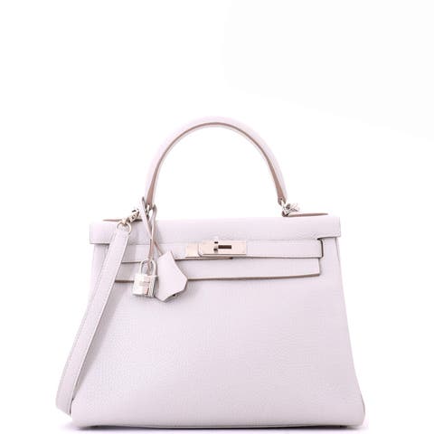 Kelly Handbag Grey Clemence with Palladium Hardware 28