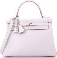 Pre-Owned Hermes Kelly Handbag Grey Clemence with Palladium Hardware 28