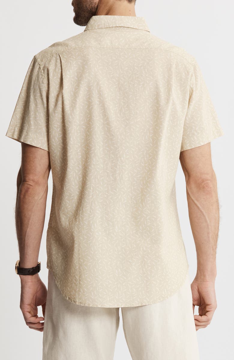 JACHS Cotton & Linen Short Sleeve Shirt, Alternate, color, Beige