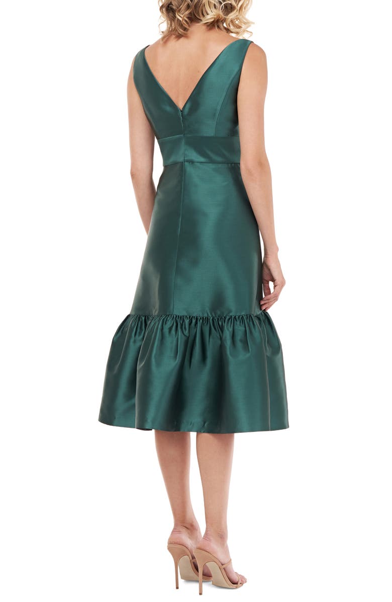 Kay Unger Tie Waist Ruffle Sleeveless Dress, Alternate, color, 