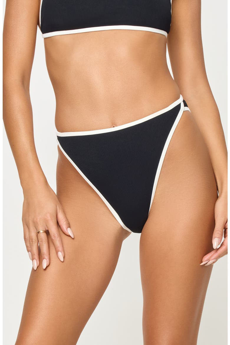 Kourt High Waist Bikini Bottoms, Main, color, BLACK/ CREAM