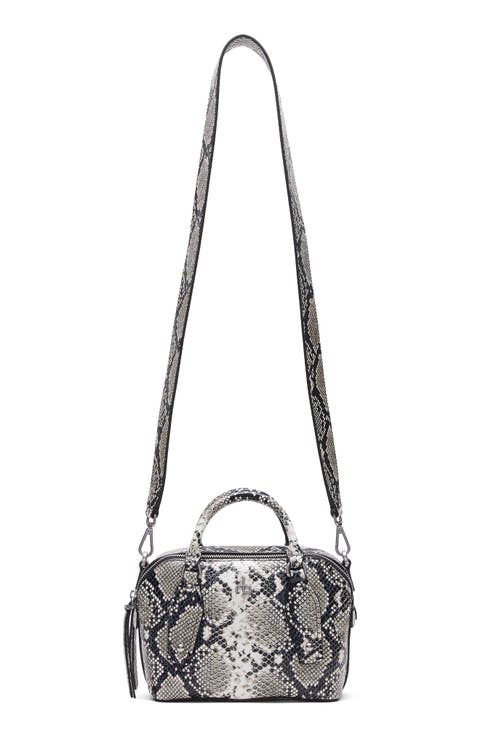 Small Gramercy Snakeskin Embossed Leather Satchel