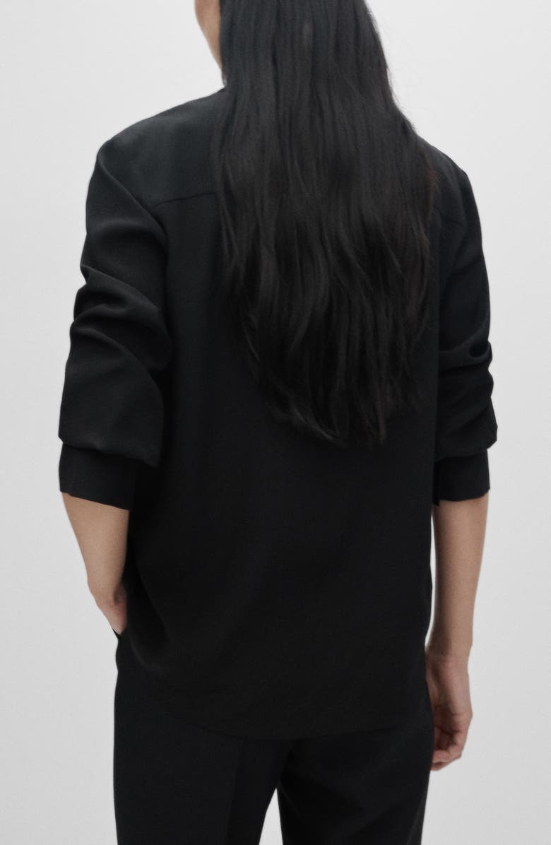MANGO Silk Button-Up Shirt, Alternate, color, Black