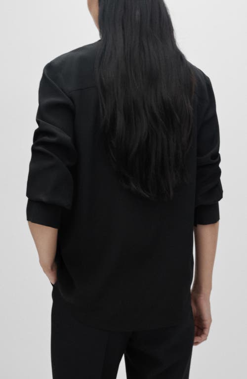 Mango Silk Button-up Shirt In Black