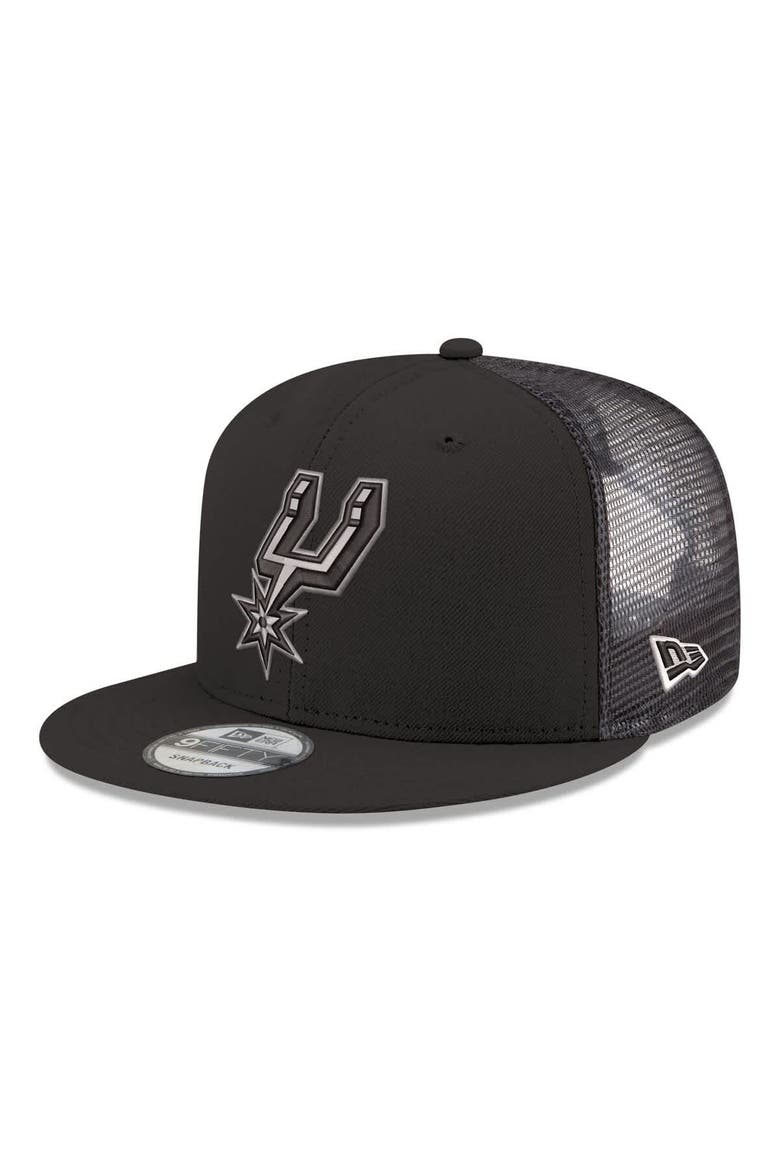 Men's New Era Black San Antonio Spurs Core Logo Meshback 9FIFTY Snapback Hat, Main, color, Black