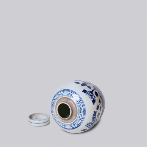 Cobalt Guild Porcelain Peony Lidded Round Storage Jar