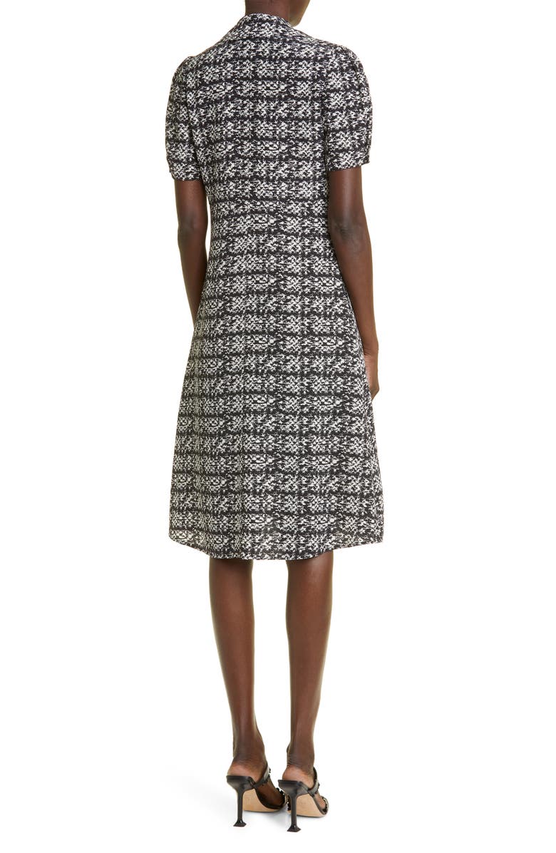 St. John Collection Jared Tweed Print Silk Shirtdress, Alternate, color, Ecru/ Black