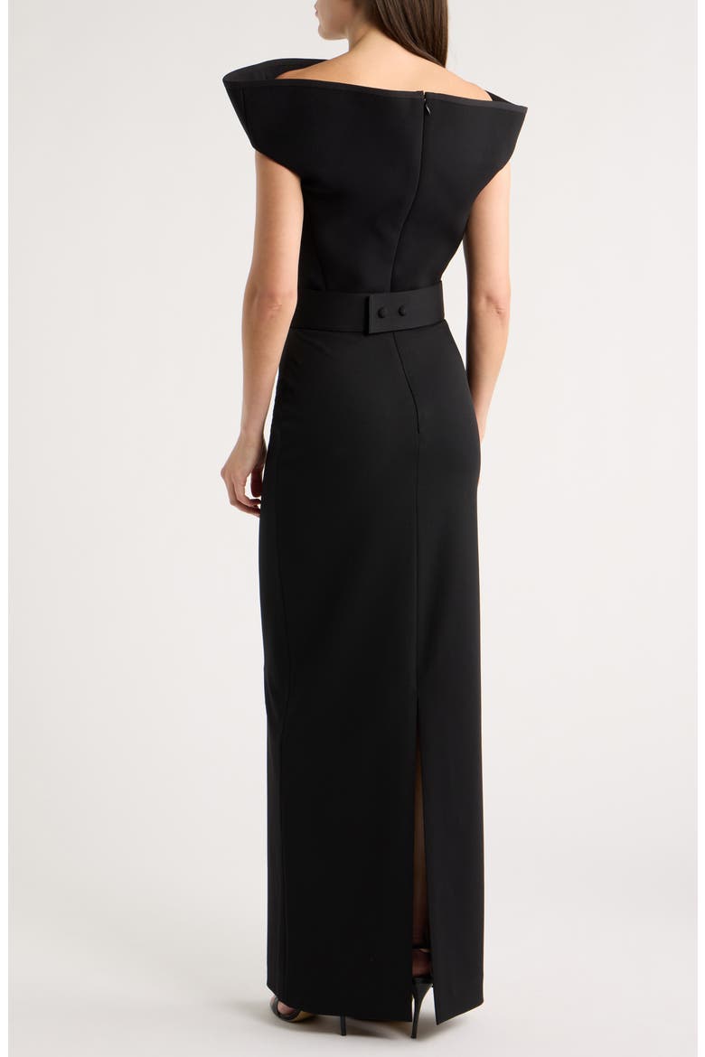 Faro Crepe Column Gown, Alternate, color, BLACK