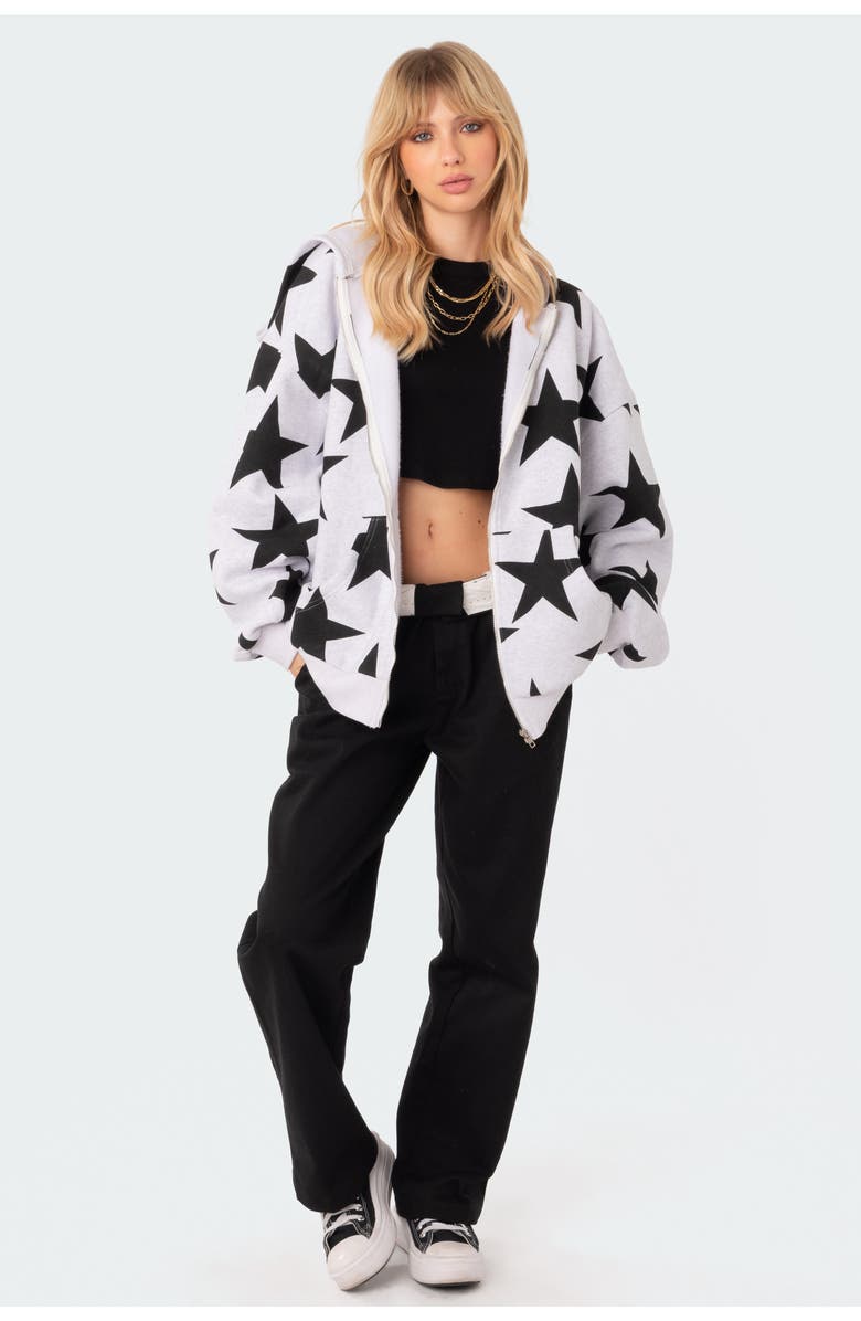 EDIKTED Star at Me Oversize Hoodie, Alternate, color, Grey