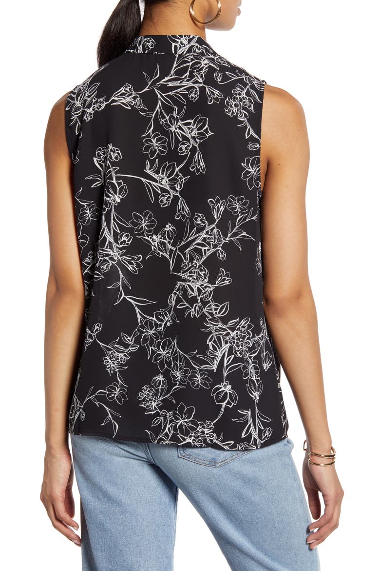 V-Neck Blouse, Alternate, color, BLACK- IVORY C CASPER FLORAL