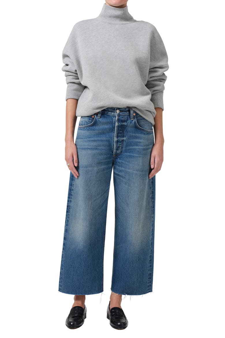 Cara Turtleneck Cotton Blend Sweatshirt, Alternate, color, HEATHER GREY