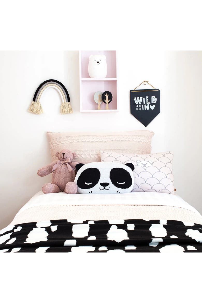 Panda Pillow, Alternate, color, Black & White