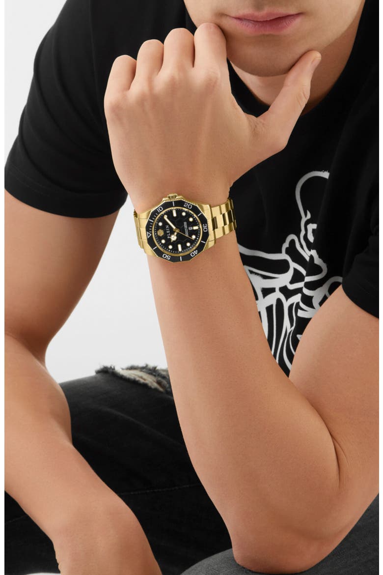 Aquastorm Bracelet Watch, 44mm, Alternate, color, IP YELLOW GOLD