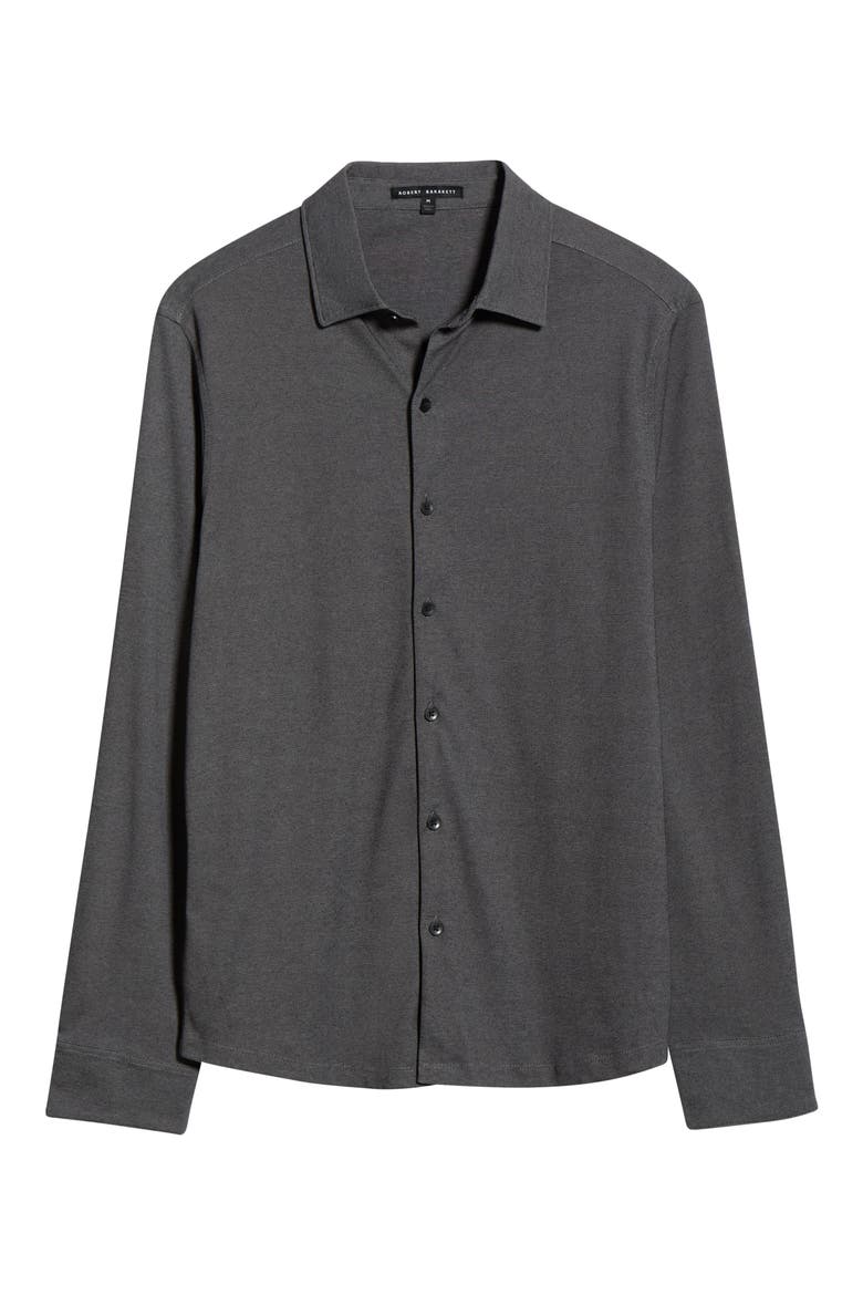 Northpark Knit Button-Up Shirt, Alternate, color, BLACK