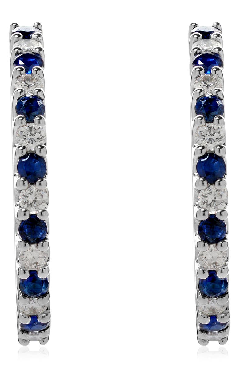 VALANI ATELIER Sapphire & Diamond Huggie Hoop Earrings, Alternate, color, 14K White Gold