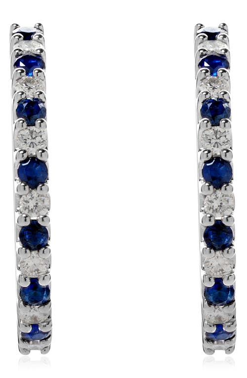 Valani Atelier Sapphire & Diamond Huggie Hoop Earrings In 14k White Gold