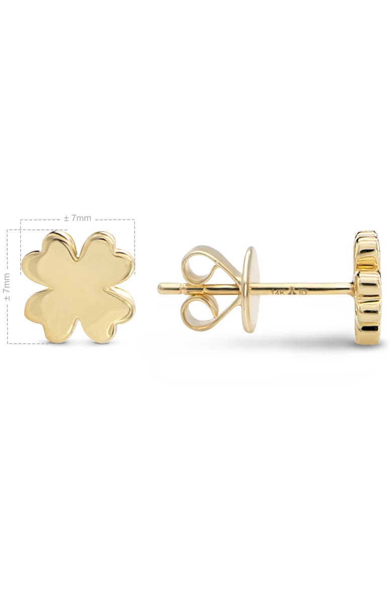 DEVATA Clover Heart Stud Earrings in 14K Gold, Alternate, color, Yellow Gold