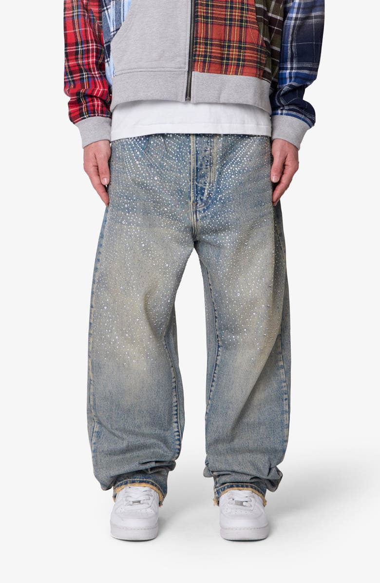 mnml Embellished Ultrabaggy Jeans, Main, color, Blue