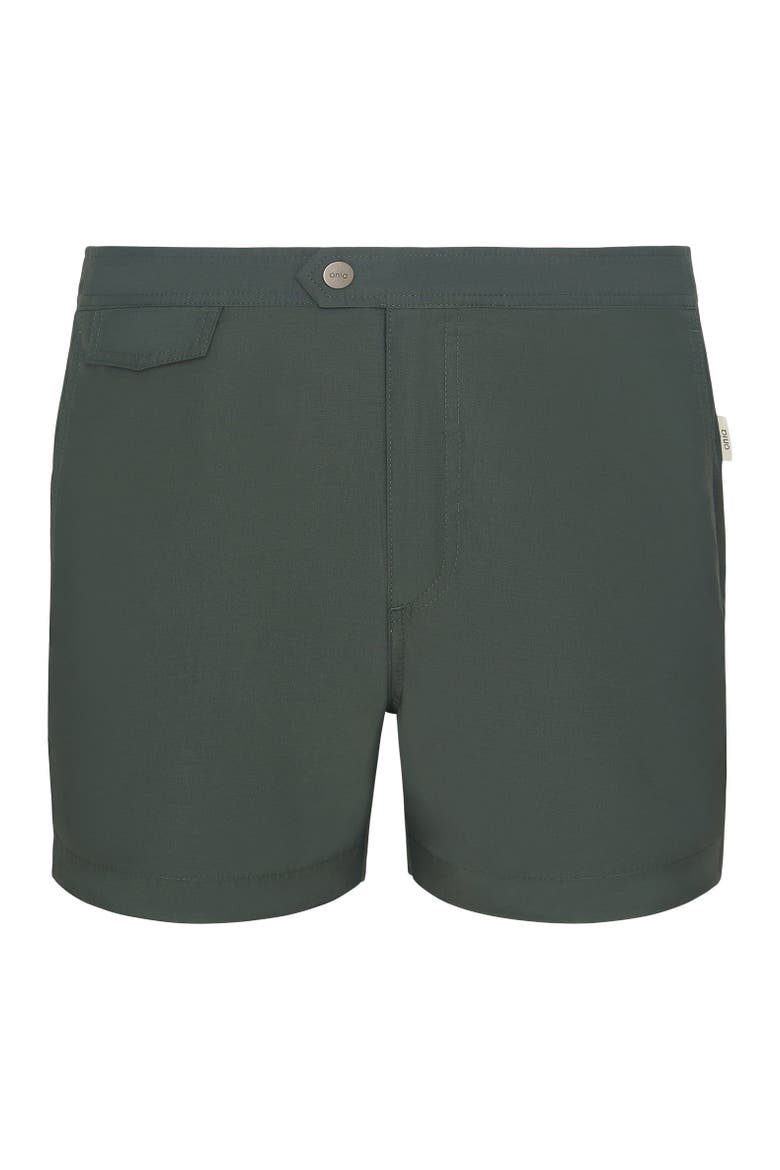 Calder Side Elastic 4"  Swim Trunk, Alternate, color, SOFT OLIVE