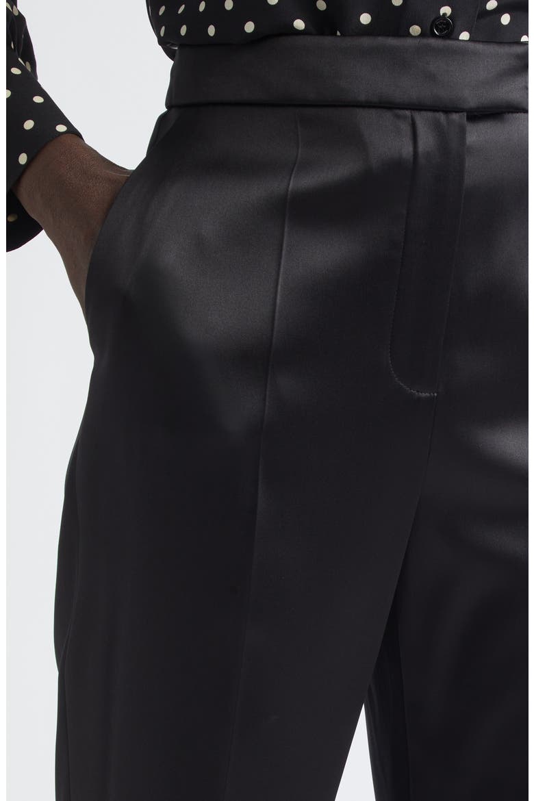 Tailored Double Duchesse Stretch Silk Pants, Alternate, color, BLACK