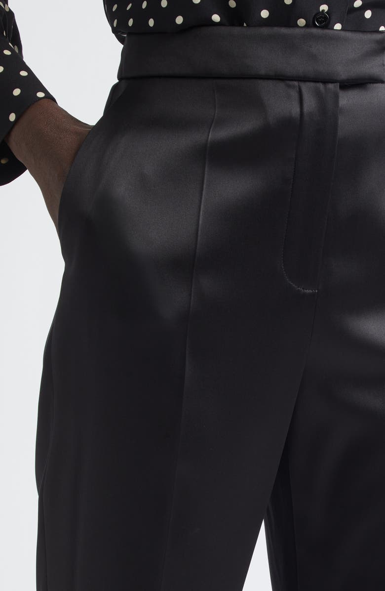 Valentino Tailored Double Duchesse Stretch Silk Pants, Alternate, color, Black