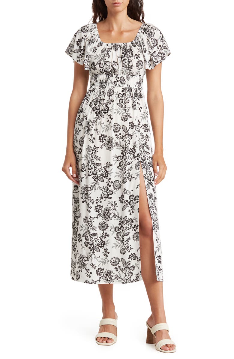 LOVE...ADY Floral Off the Shoulder Short Sleeve Maxi Dress, Main, color, 