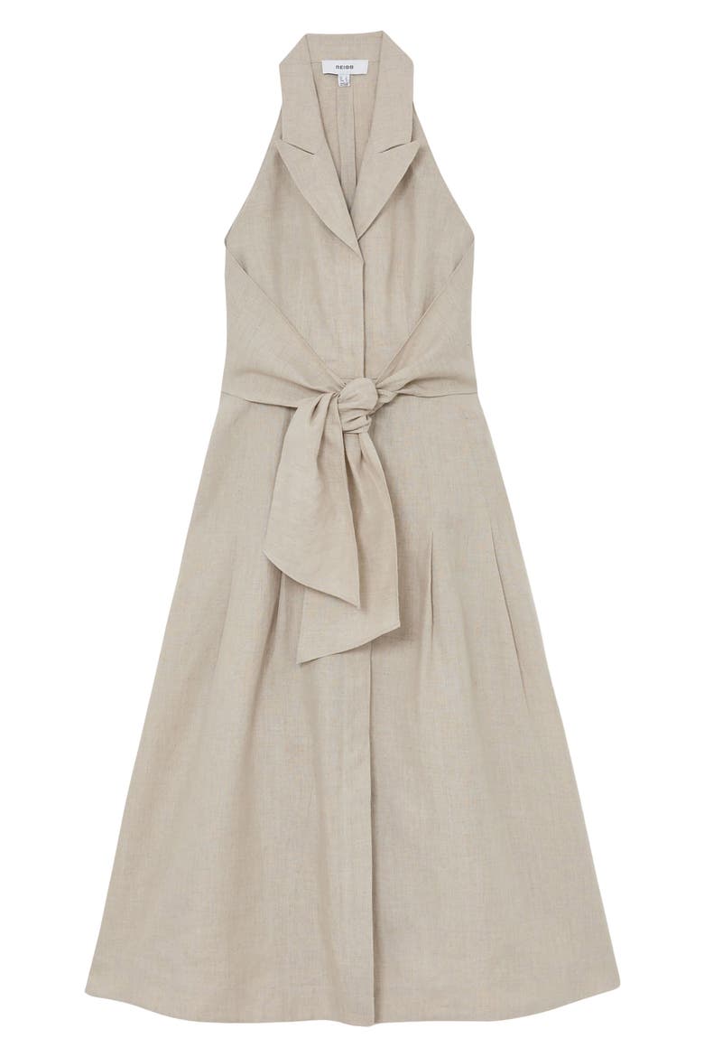 Tara Sleeveless Linen Midi Dress, Alternate, color, NEUTRAL