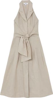 Reiss Tara Sleeveless Linen Midi Dress