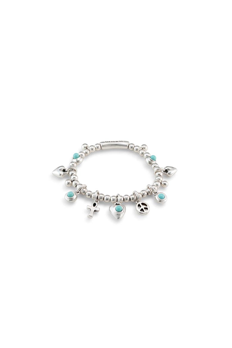 Turquoise Charm Bracelet, Main, color, Silver