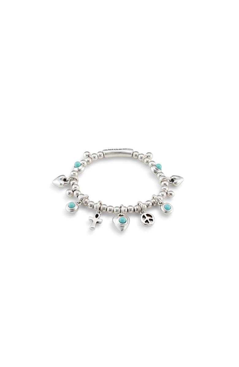 UNODE50 Turquoise Charm Bracelet, Main, color, Silver