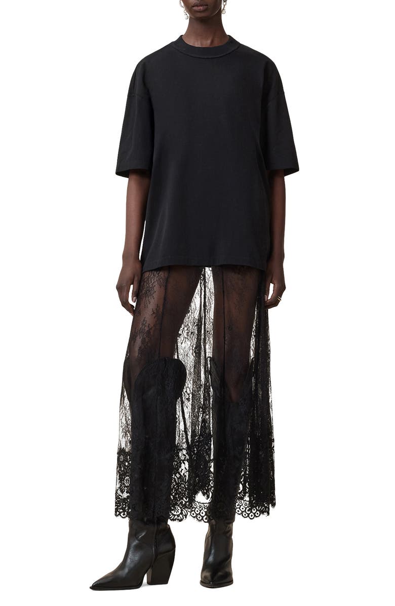 AllSaints Arran Sheer Lace Maxi Skirt, Alternate, color, 