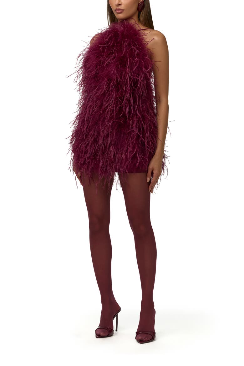 Feather Minidress, Alternate, color, SANGRIA