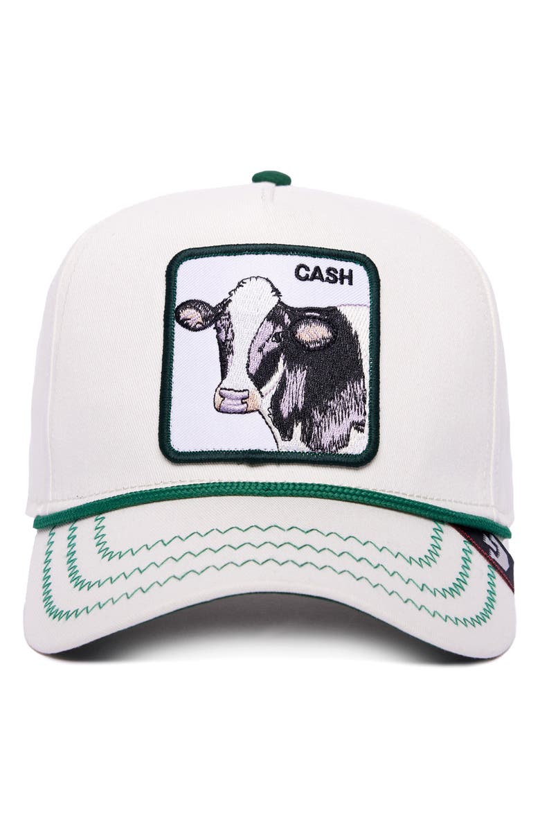 Goorin Bros. Cash Cow Patch Snapback Hat, Main, color, White