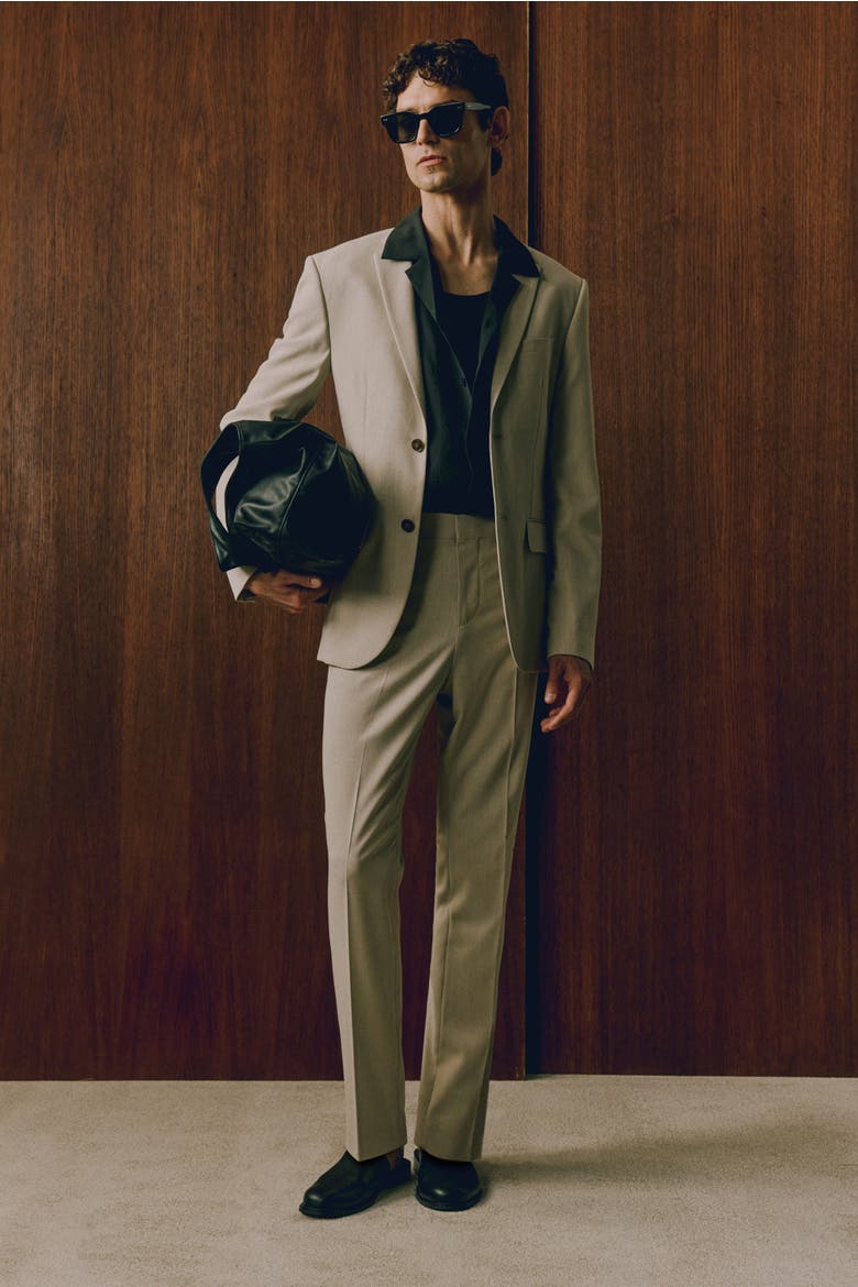 Slim Fit Single-breasted Jacket, Alternate, color, Beige