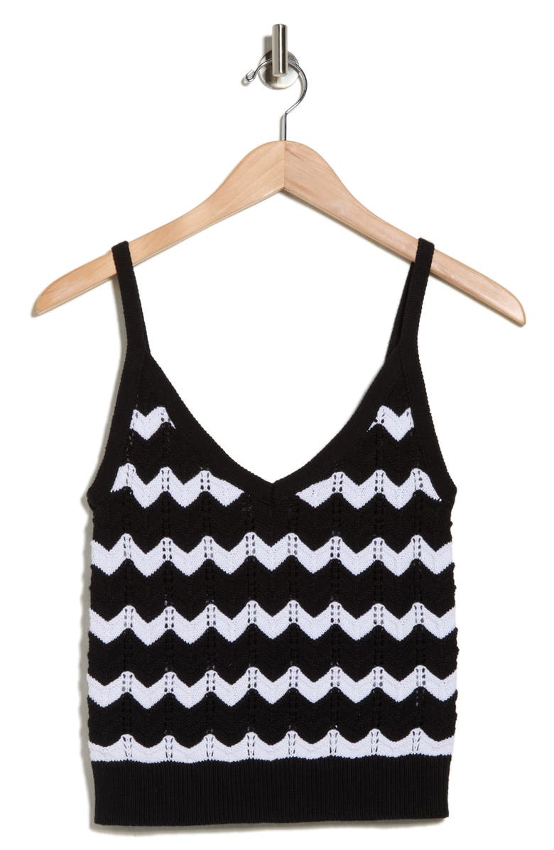 525 Izzie Cotton Chevron Stripe Sweater Tank, Alternate, color, Black Multi
