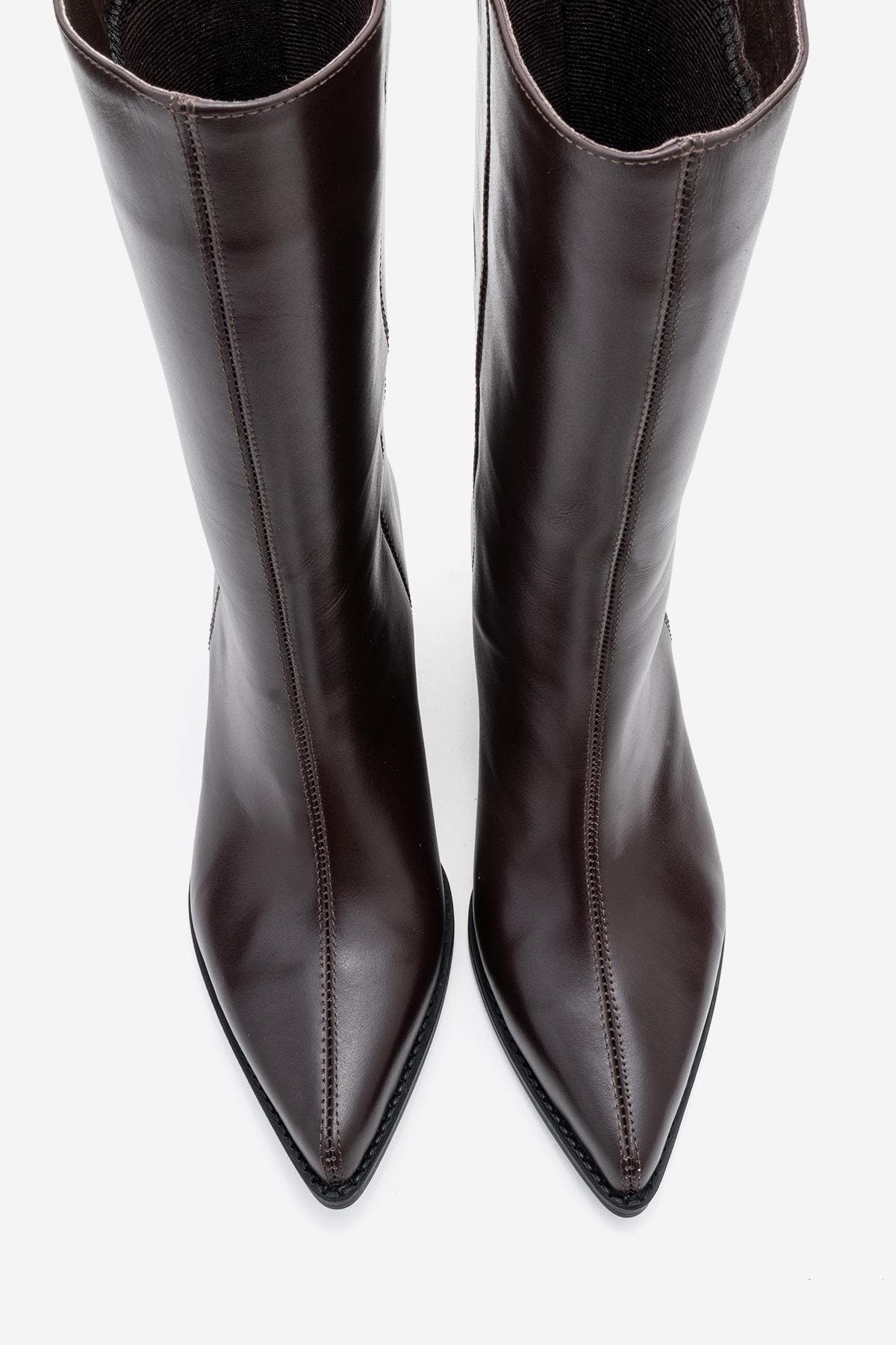 Forever & Always Shoes Juana Leather Pointed Toe Boot, Alternate, color, Brown Leather