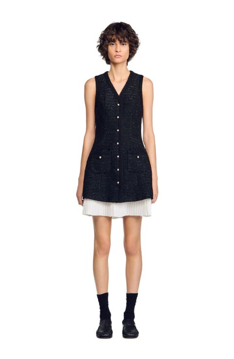 Short Two-tone Tweed Dress