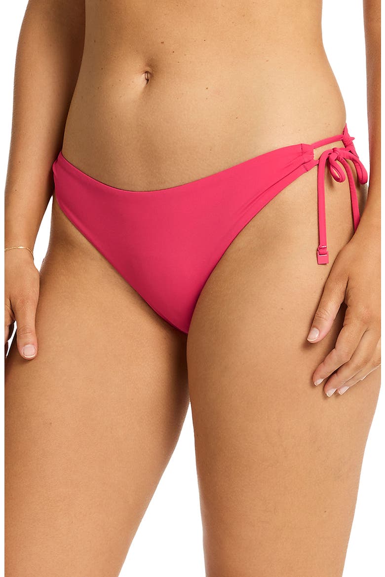 Essentials Edit Tie Side Bikini Bottoms, Alternate, color, ROSEBERRY